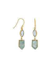 Load image into Gallery viewer, 14 Karat Gold Plated Blue Topaz and Aquamarine Drop Earrings Earrings LoveAdora