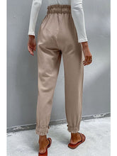 Load image into Gallery viewer, Drawstring Paperbag Waist Button Detail Pants Pants LoveAdora