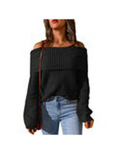 Load image into Gallery viewer, Slash Neck Knitted Sweater Sweaters &amp; Hoodies LoveAdora