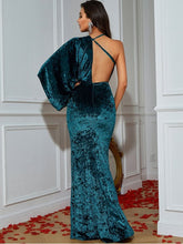 Load image into Gallery viewer, Crushed Velvet Bell Sleeve Split Dress Evening Gown LoveAdora