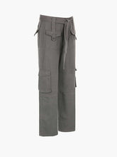 Load image into Gallery viewer, Belted Wide Leg Cargo Jeans Pants LoveAdora