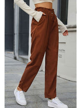 Load image into Gallery viewer, Paperbag Waist Straight Leg Pants with Pockets Pants LoveAdora