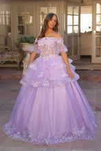 Load image into Gallery viewer, 3D Flolar Applique Off Shoulder Sheer Sleeves Long Quinceanera Dress NXH1360