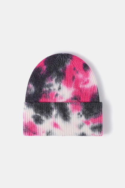 Vibrant Tie-Dye Cuffed Rib-Knit Beanie Hat