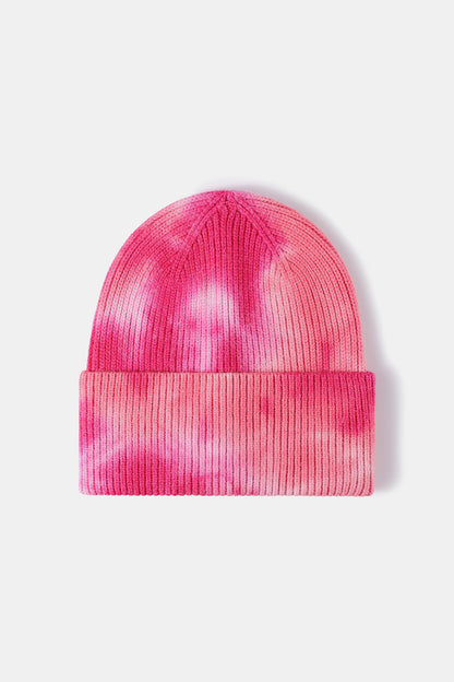 Vibrant Tie-Dye Cuffed Rib-Knit Beanie Hat