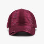 Burgundy Distressed Adjustable Cotton Baseball Cap