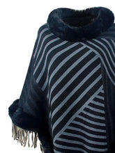 Load image into Gallery viewer, Striped Fringe Hem Poncho