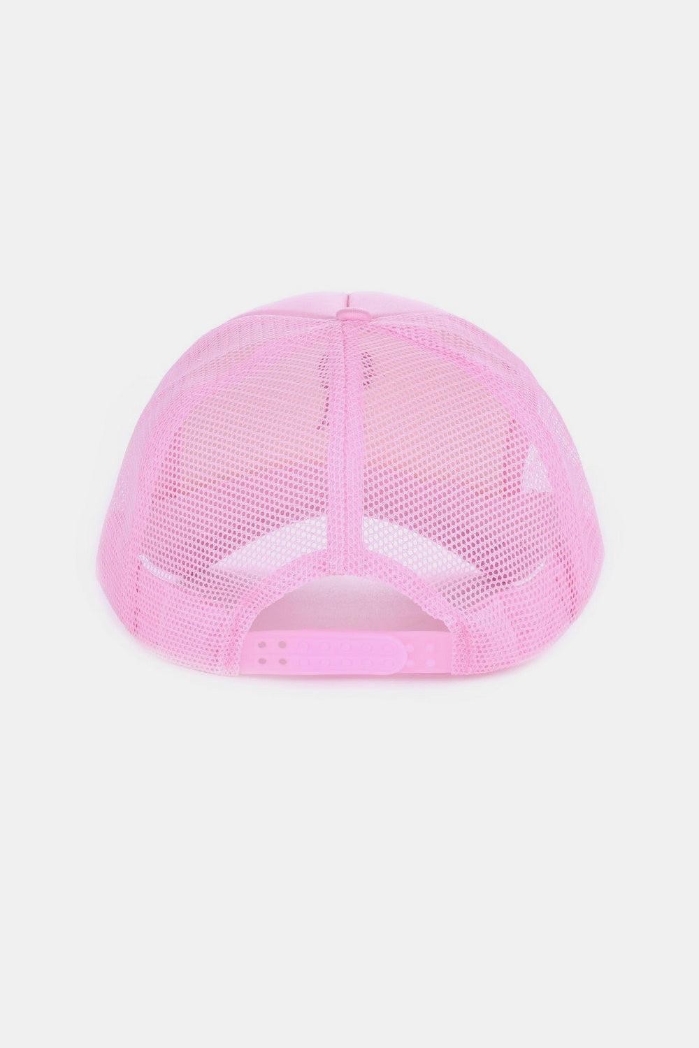 Zenana Ribbon Bow Embroidery Trucker Hat in vibrant pink color, featuring a mesh back panel for breathability.