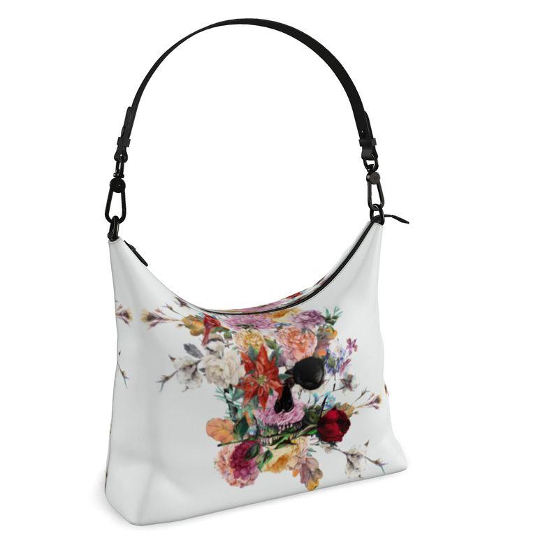Jacki Easlick Floral Skull Square Hobo Bag Handbag LoveAdora