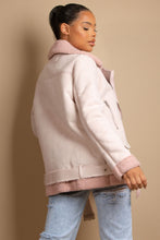 Load image into Gallery viewer, Pink Faux Suede Aviator Jacket 11701 Jackets &amp; Coats LoveAdora