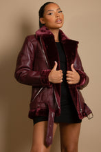 Load image into Gallery viewer, Faux Fur Collar Aviator Jacket
