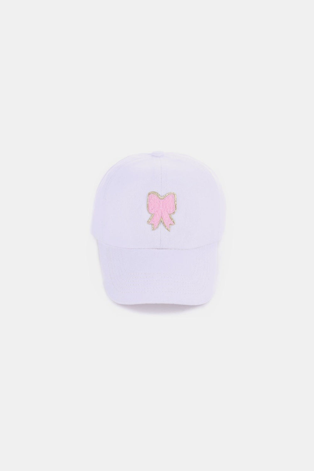 Soft White Baseball Cap with Pastel Pink Bow Logo