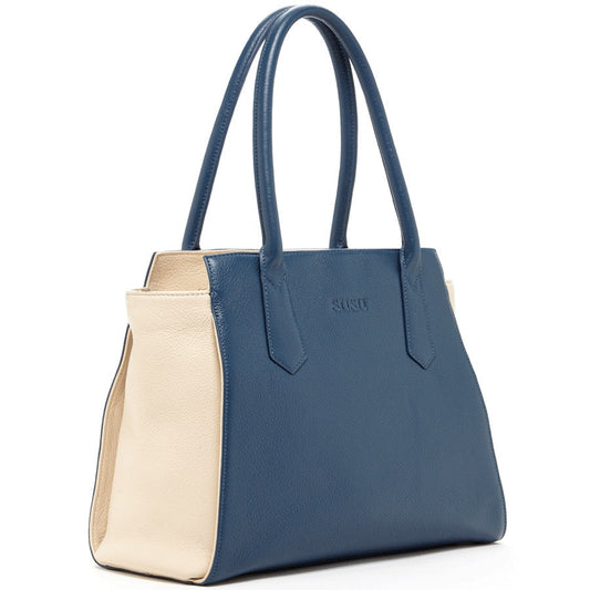 Jody Blue Ivory Leather Tote Bag