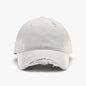 Distressed adjustable cotton baseball cap in neutral gray tone