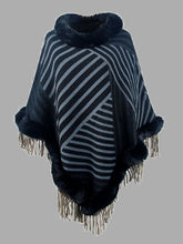 Load image into Gallery viewer, Striped Fringe Hem Poncho