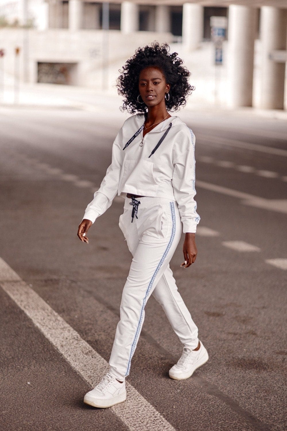 White Track Suit with Acrue Matching Sets LoveAdora