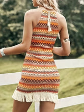 Load image into Gallery viewer, Full Size Fringe Grecian Neck Dress