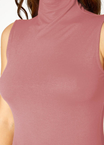 Fitted pink sleeveless turtleneck top from Lemon Hera brand.