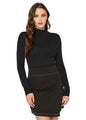 Women's long sleeve turtle neck fitted black top featuring a stylish and elegant design for the modern fashionista.