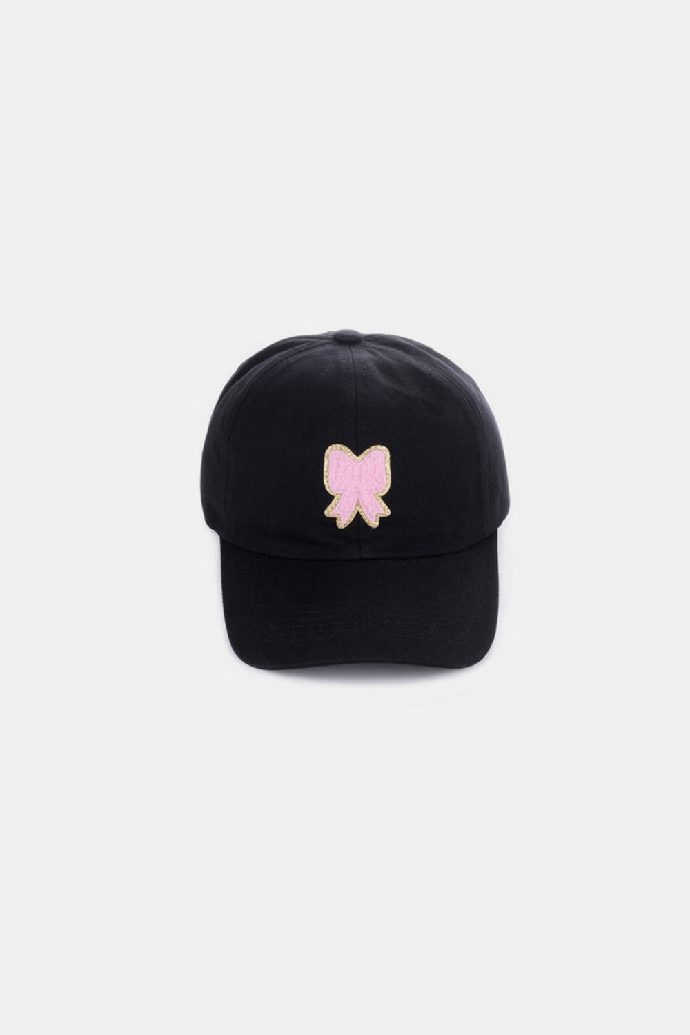 Stylish Ribbon Bow Chenille Patch Black Baseball Cap