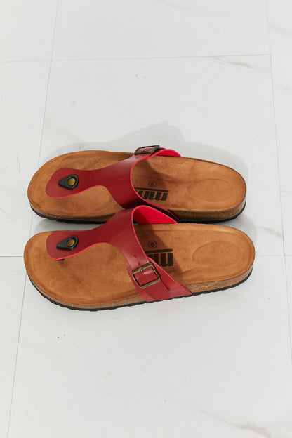 Comfy T-Strap Flip-Flops in Bold Red Hue