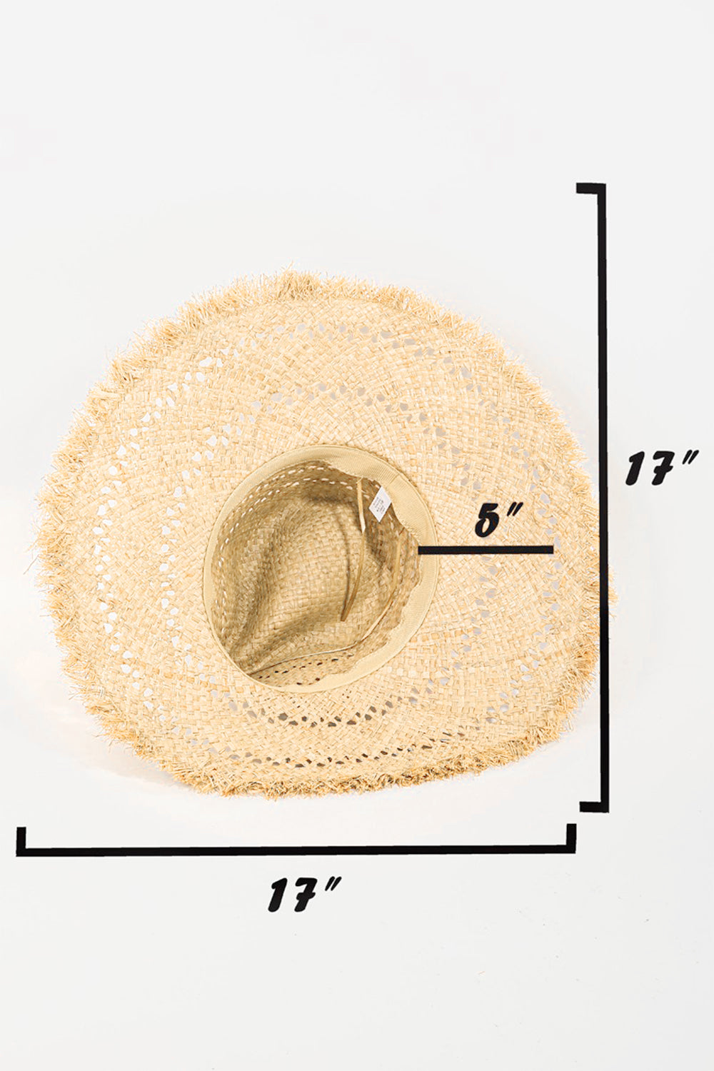 Stylish openwork straw hat with raw edge design, perfect for warm-weather wear