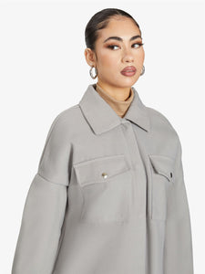 Oversized Longline Shacket Jackets & Coats LoveAdora