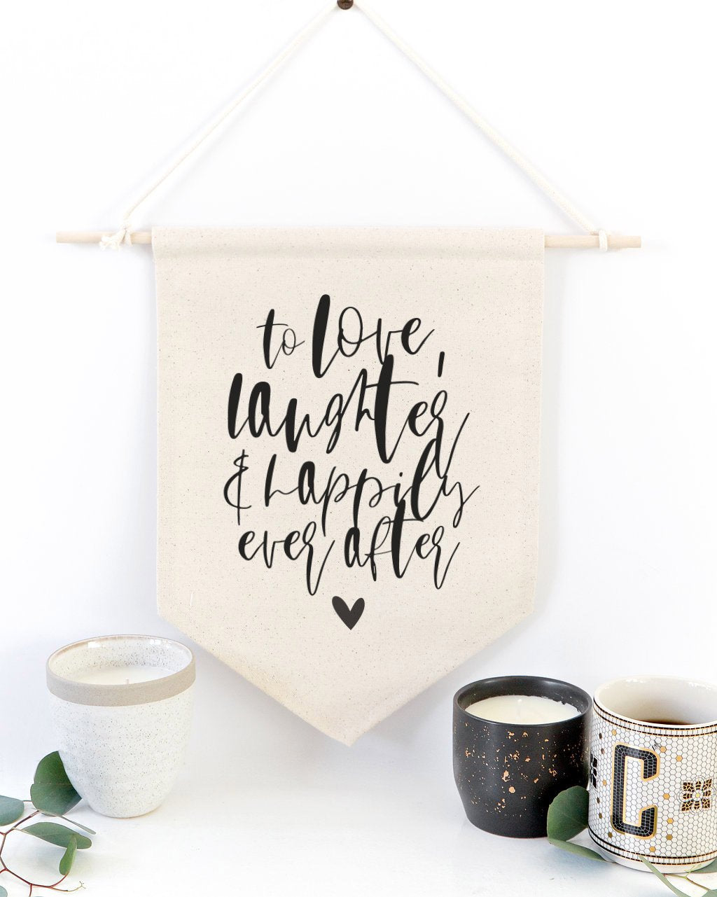 To Love, Laughter and Happily Ever After Shower Hanging Wall Banner Wall Hanging LoveAdora