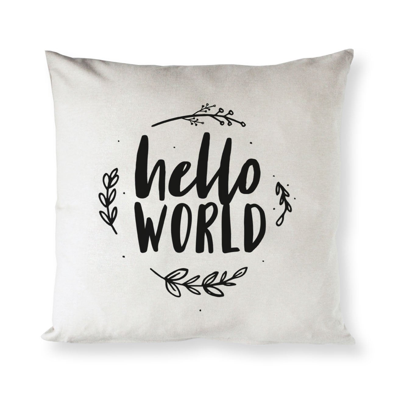 Hello World with Vines Baby Cotton Canvas Pillow Cover Totes & Beach Bags LoveAdora