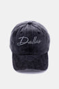 Zenana Washed DALLAS Embroidered Charcoal Gray Baseball Cap