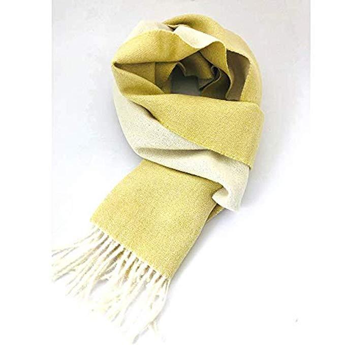 Great Natural Alpaca 100% baby alpaca scarf, yellow-white colour