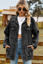 Buttoned Collared Neck Denim Jacket with Pockets