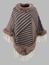 Load image into Gallery viewer, Striped Fringe Hem Poncho