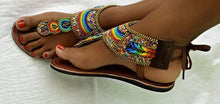 Load image into Gallery viewer, African Maasai Sandals, Beaded Summer Flipflops