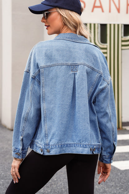 Pocketed Button Up Denim Jacket