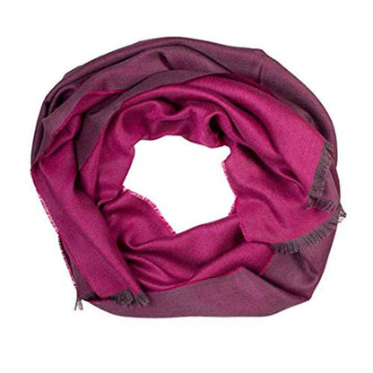 Elegant Peruvian Double-Faced Fuchsia Baby Alpaca & Silk Shawl