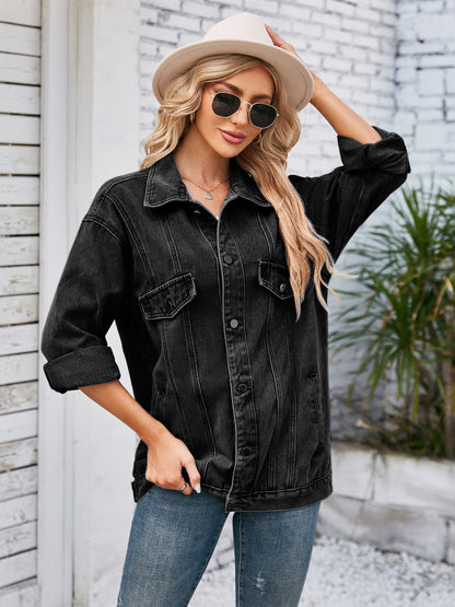 Button Up Long Sleeve Denim Jacket