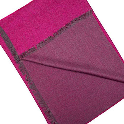 Elegant Peruvian Double-Faced Fuchsia Baby Alpaca & Silk Shawl