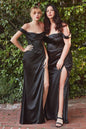 Off The Shoulder Cowl Neck Corset Satin Long Prom & Bridesmaid Dress CD7492