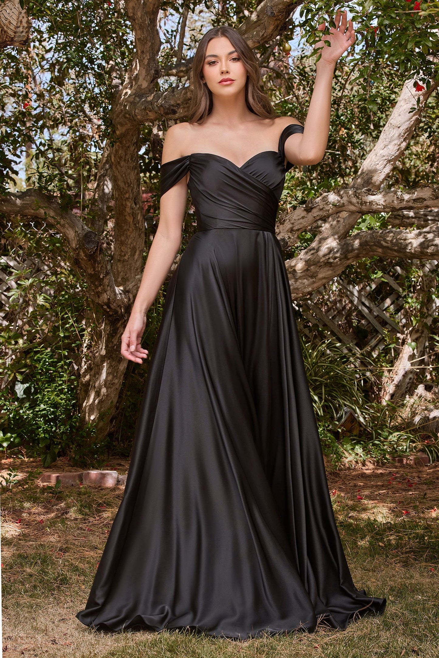 A-line Satin Wrapped Strapless Bodice Long Prom & Bridesmaid Dress CD7493