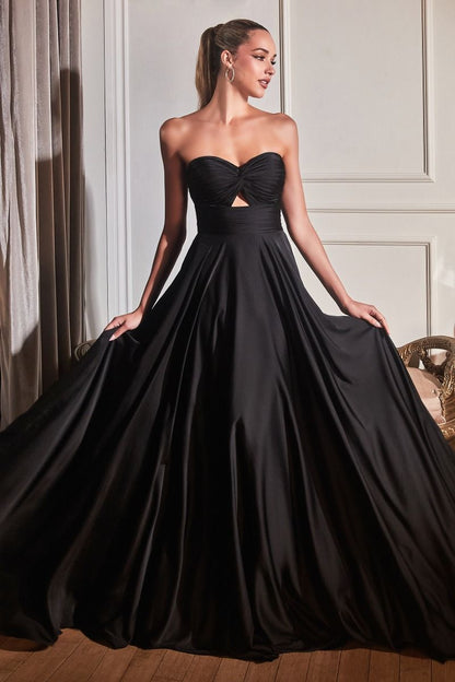 Strapless A-Line Satin Keyhole Sweetheart Long Evening Dress CD7496