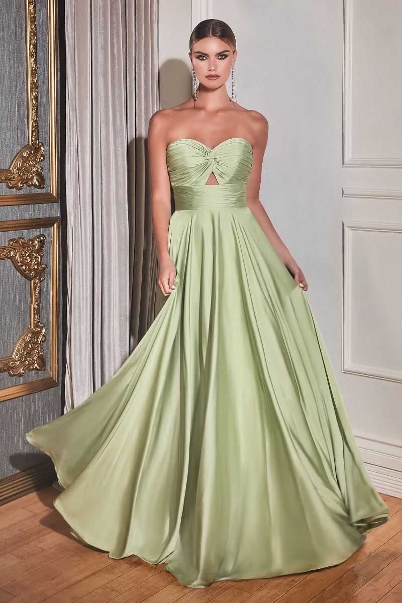 Strapless A-Line Satin Keyhole Sweetheart Long Evening Dress CD7496