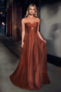 Strapless A-Line Satin Keyhole Sweetheart Long Evening Dress CD7496