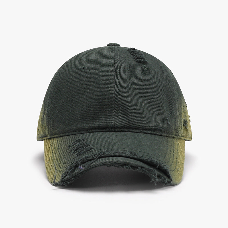 Distressed Adjustable Cotton Hat - Olive Green Distressed Baseball Cap