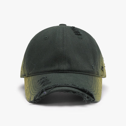 Distressed Adjustable Cotton Hat - Olive Green Distressed Baseball Cap