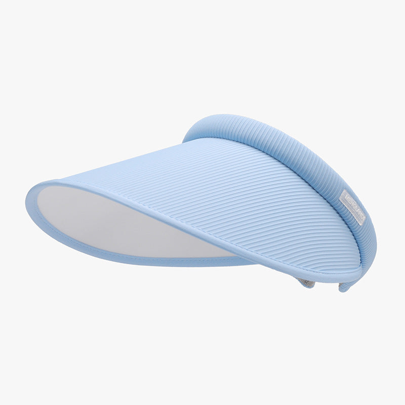 Wide Brim PVC Sun Hat - Lightweight, stylish sun protection for the discerning fashionista. Crisp blue design with a sleek, modern silhouette.