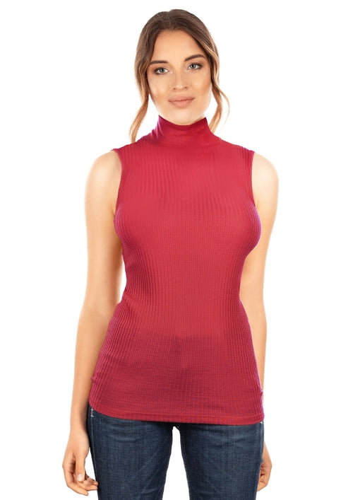 EGI Exclusive Collections Merino Wool Blend Mock Neck Sleeveless Top.