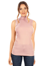 Load image into Gallery viewer, EGI Exclusive Collections Merino Wool Blend Mock Neck Sleeveless Top.