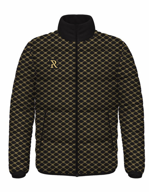 Stylish Men's Puffer Jacket with Allover Geometric Pattern.