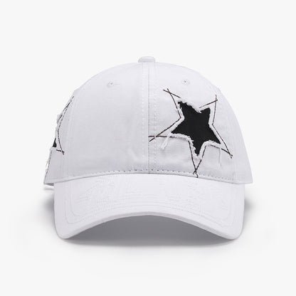 Adjustable White Star-Printed Cap